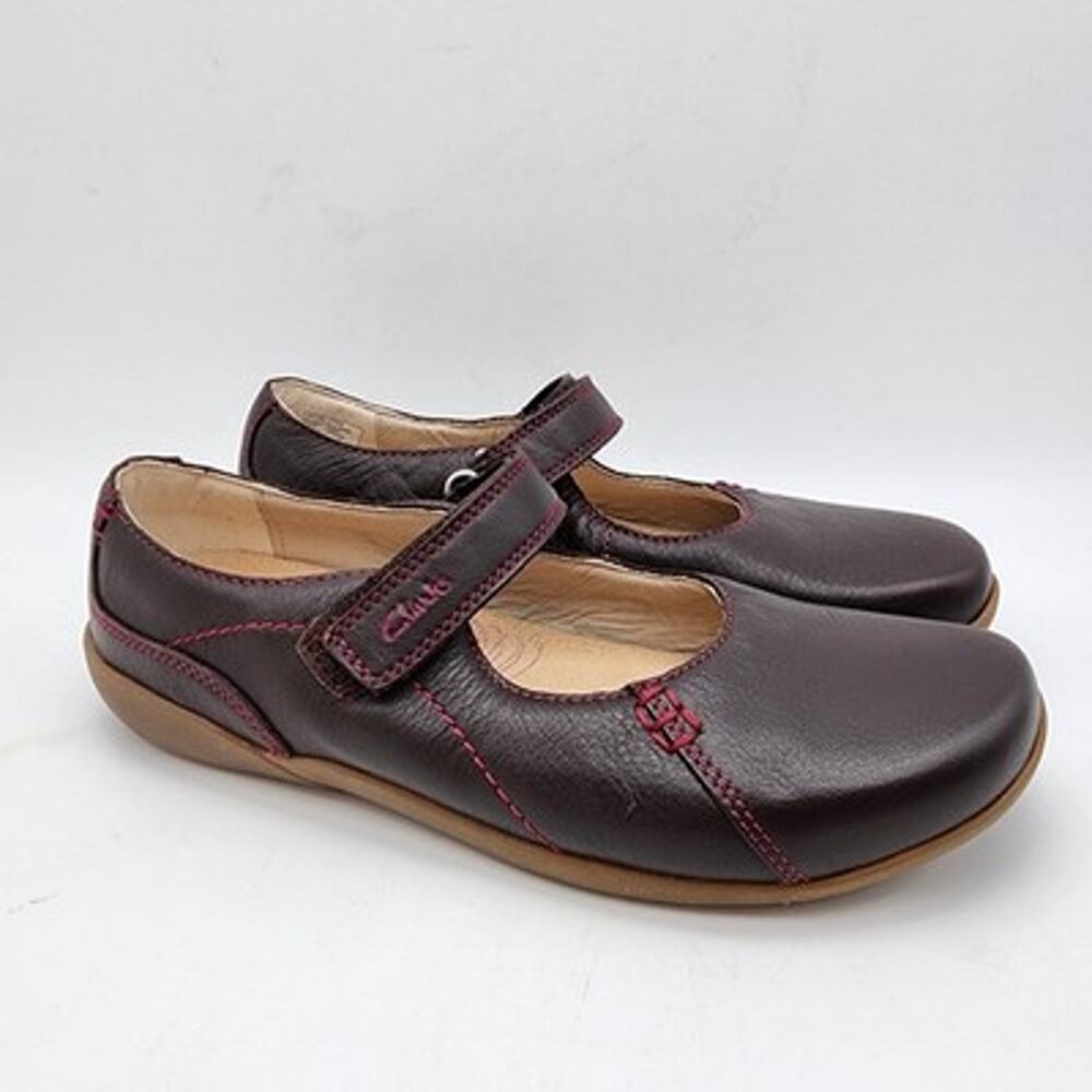 Clarks Girls Mary Jane Flats Size 2W Brown Leather Genius Love Active Air 62470